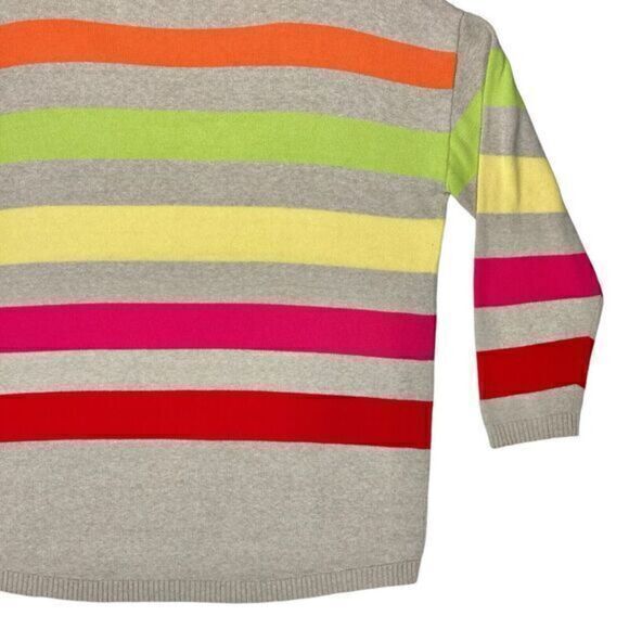Liz Claiborne Sweater Womens XL Beige Colorful Striped Street Style Knit Jumper - Picture 9 of 16